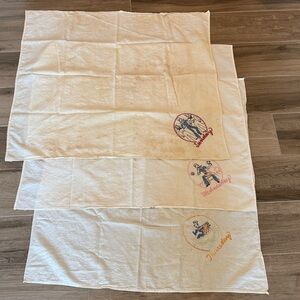 Vintage Lot of 3 Days of the Week Embroidered Tea Towels DAMAGED